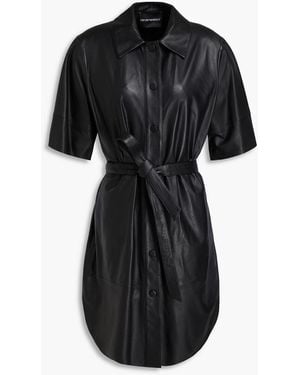 Emporio Armani Leather Shirt Dress - Black