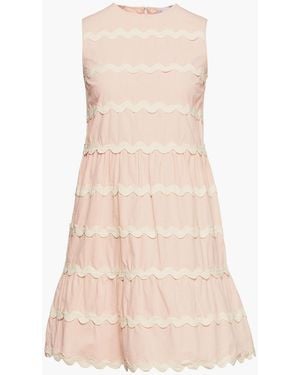 RED Valentino Rickrack-trimmed Cotton-poplin Mini Dress - Natural