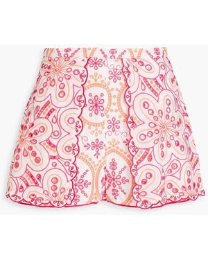 Charo Ruiz Alida Broderie Anglaise Cotton-Blend Shorts - Pink