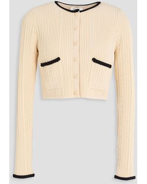 Sandro Cropped Ribbed-knit Cardigan - Natural