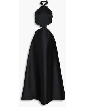 BERNADETTE Bow-detailed Cutout Taffeta Gown - Black