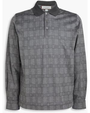 Canali Checked Cotton-Jersey Polo Shirt - Grey