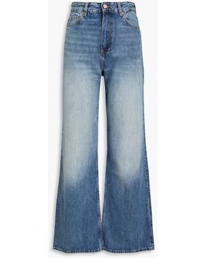 Ganni Faded High-rise Wide-leg Jeans - Blue