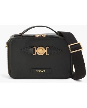 Versace Medusa Biggie Leather Messenger Bag - Black