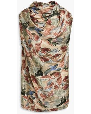 Altuzarra Sleary Draped Printed Silk-Twill Top - Natural
