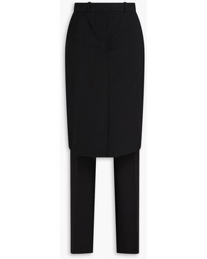 Coperni Skirt-effect Crepe Straight-leg Trousers - Black