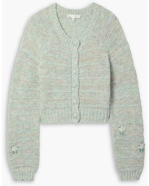LoveShackFancy Tien Embroidered Knitted Cardigan - Green