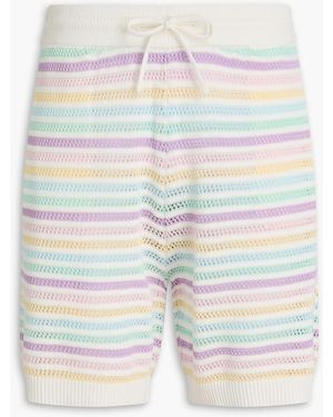 CASABLANCA Striped Crocheted Cotton Shorts - Blue