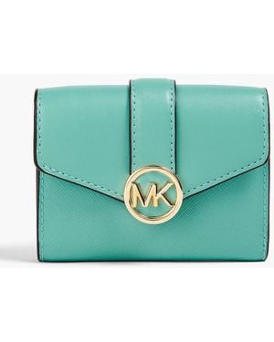 MICHAEL Michael Kors Carmen Faux Smooth And Pebbled-leather Wallet - Green
