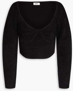 Sandro Cropped Knitted Top - Black