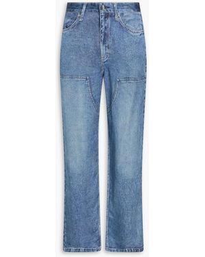 Rag & Bone Miramar Denim Effect-Print Satin Wide-Leg Trousers - Blue