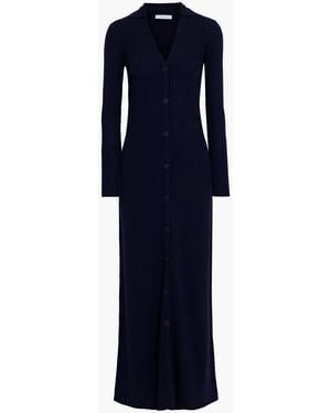 Iris & Ink Meline Ribbed Merino Wool Maxi Dress - Blue