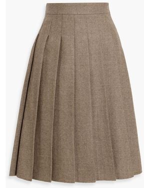 LE17SEPTEMBRE Pleated Wool-Twill Skirt - Natural