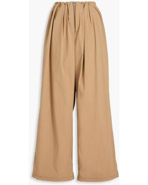 Dion Lee Blouson Cotton-blend Poplin Wide-leg Trousers - Natural