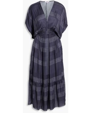 lemlem Leila Draped Printed Charmeuse Midi Dress - Blue