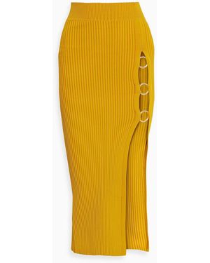 Nicholas Janella Embellished Ribbed-knit Midi Skirt - Yellow