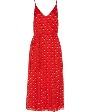 Christopher Kane Pleated Printed Silk Crepe De Chine Midi Dress - Red