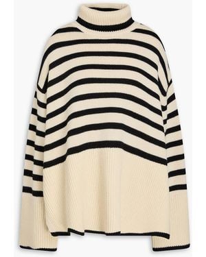 TOTEME Striped Wool And Cotton-blend Turtleneck Sweater - Natural