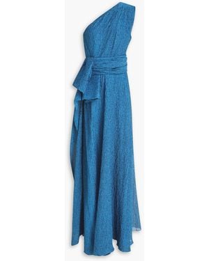 Erdem Robe aus cloqué mit drapierung und asymmetrischer schulterpartie - Blau