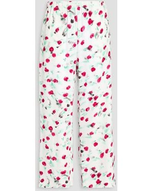 Marni Floral-print Crepe Straight-leg Pants - White