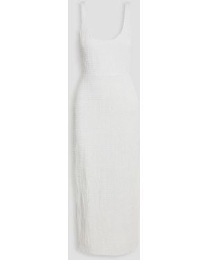 Gabriela Hearst Girard Shirred Linen Midi Dress - White