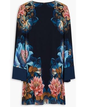 Borgo De Nor Floral-print Crepe De Chine Mini Dress - Blue