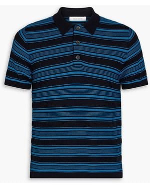 Wales Bonner Poloshirt aus pointelle-strick aus einer wollmischung mit streifen - Blau
