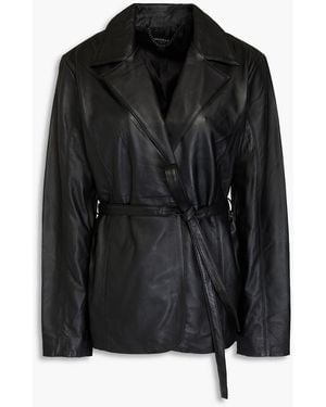 Muubaa Belted Leather Blazer - Black