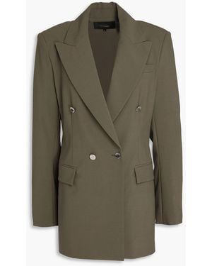 Maje Double-Breasted Crepe Blazer - Green