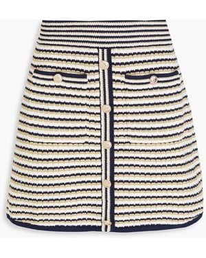 Maje Metallic Striped Knitted Mini Skirt - Blue