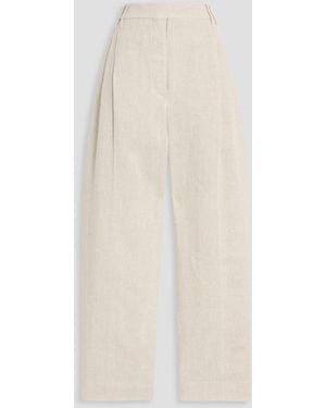 Brunello Cucinelli Metallic Linen-Blend Tapered Pants - Natural
