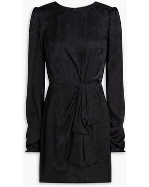 Saloni Draped Floral-jacquard Mini Dress - Black