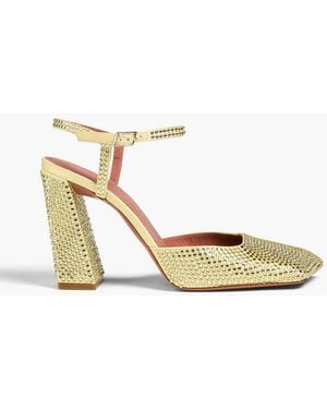 AMINA MUADDI Charlotte Crystal-embellished Satin Court Shoes - Metallic