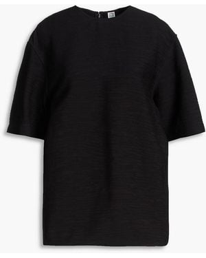 TOTEME Crinkled Satin-Crepe Top - Black
