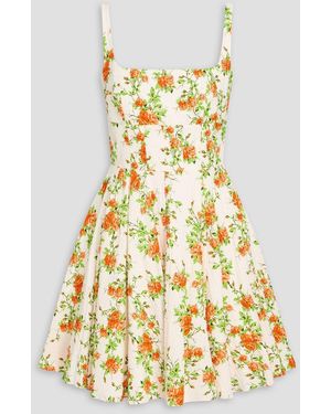 Emilia Wickstead Mona Floral-Print Swiss-Dot Cotton-Blend Mini Dress - Metallic