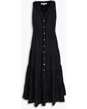 Heidi Klein Tiered Linen Midi Shirt Dress - Black