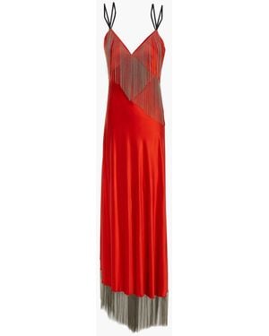 Amanda Wakeley Chain-trimmed Washed-silk Maxi Dress - Red