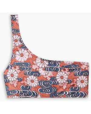 Ulla Johnson Reina bikini-oberteil mit floralem print und asymmetrischer schulterpartie - Rot