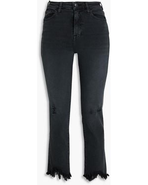 Jonathan Simkhai River Distressed High-Rise Straight-Leg Jeans - Black