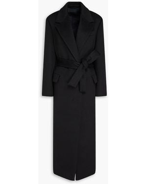 Brunello Cucinelli Belted Brushed Cashmere Coat - Black