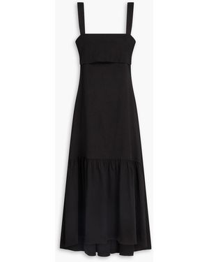 Theory Linen-blend Midi Dress - Black