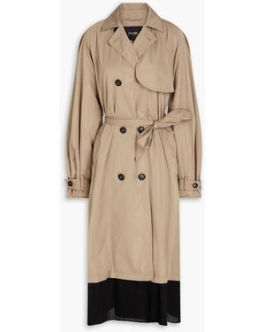 Maje Pleated Crepe De Chine And Shell Trench Coat - Natural