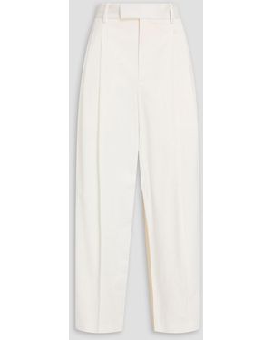 Partow Bailey Two-Tone Pleated Cotton-Blend Twill Wide-Leg Trousers - White
