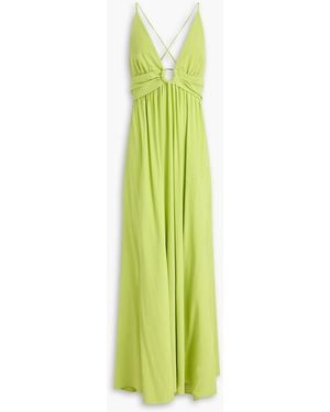 Heidi Klein Ring-Embellished Silk Crepe De Chine Maxi Dress - Green