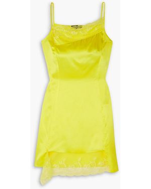 MERYLL ROGGE Asymmetrisches minikleid aus seiden-charmeuse mit spitzenbesatz - Gelb