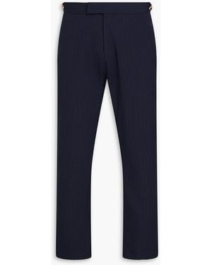 Thom Browne Striped Wool Seersucker Pants - Blue