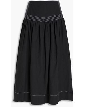 Claudie Pierlot Lyocell And Cotton-blend Poplin Midi Skirt - Black