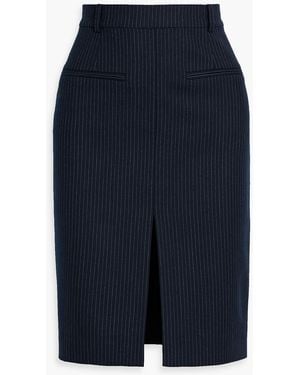 Anine Bing Kora Striped Wool-Blend Twill Skirt - Blue