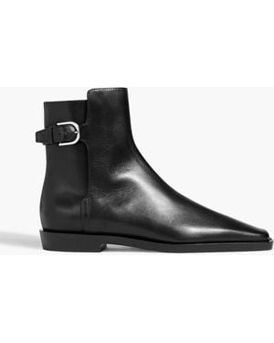 TOTEME Buckled Leather Ankle Boots - Black