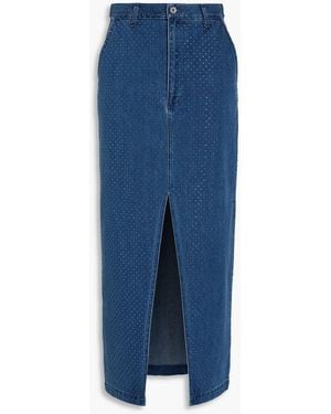 Sandro Crystal-embellished Denim Midi Skirt - Blue